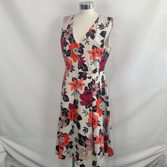 Ann Taylor Dresses & Skirts - Ann Taylor white with pink black floral midi dress